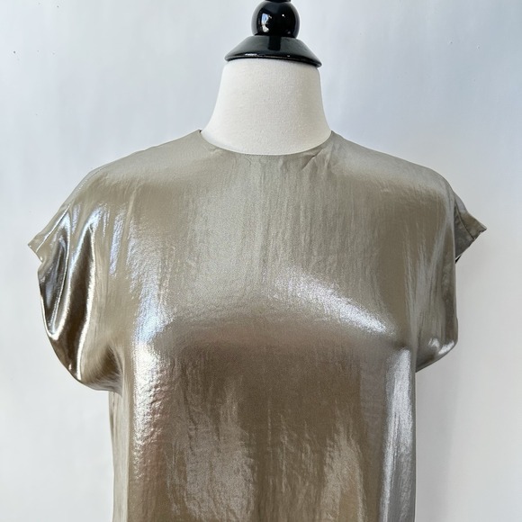 NWT Banana Republic Maxime Metallic Top SMALL Champagne Gold Relaxed‎ Lined - Picture 3 of 11